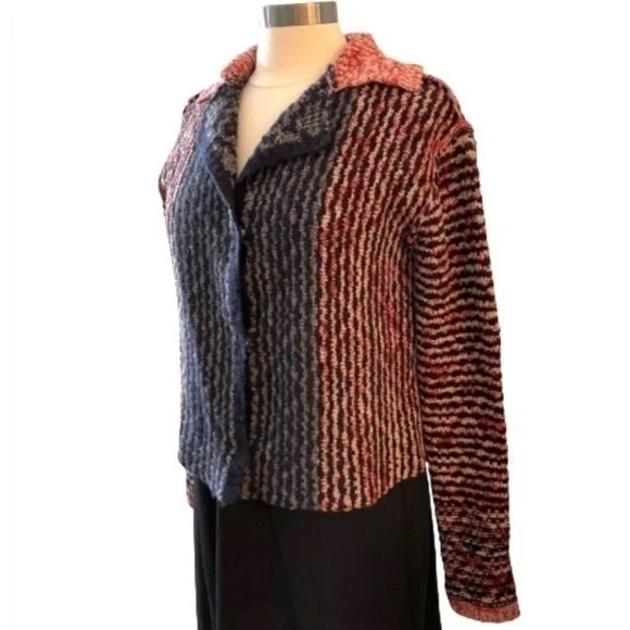 Free People Open Back 3 Snap Front Closure 75% Wool Knit Cardigan Sweater Medium - Picture 5 of 16